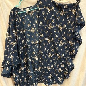 Floral Blue Women's cardigan XXL